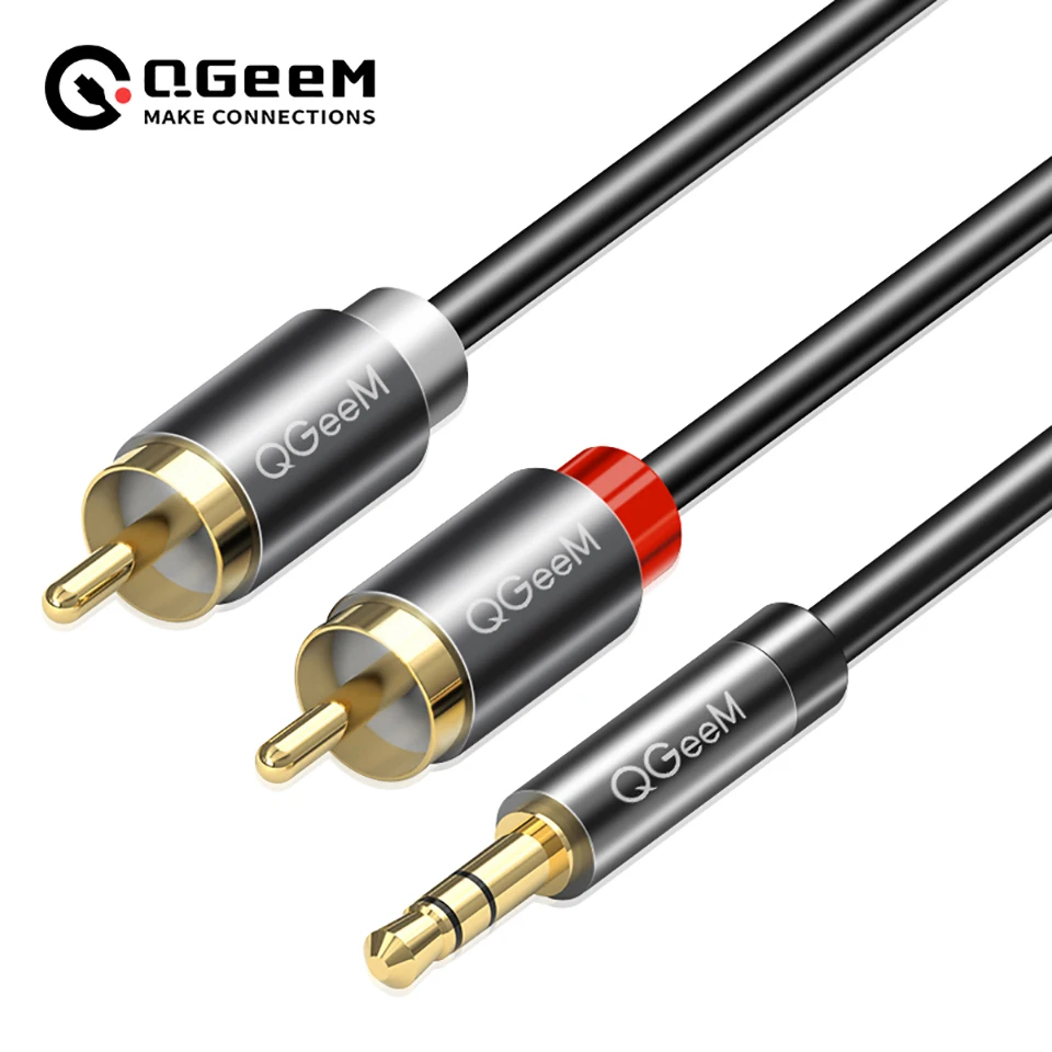 Home Cinema Ampli - QGeeM RCA Cable 2RCA to 3.5