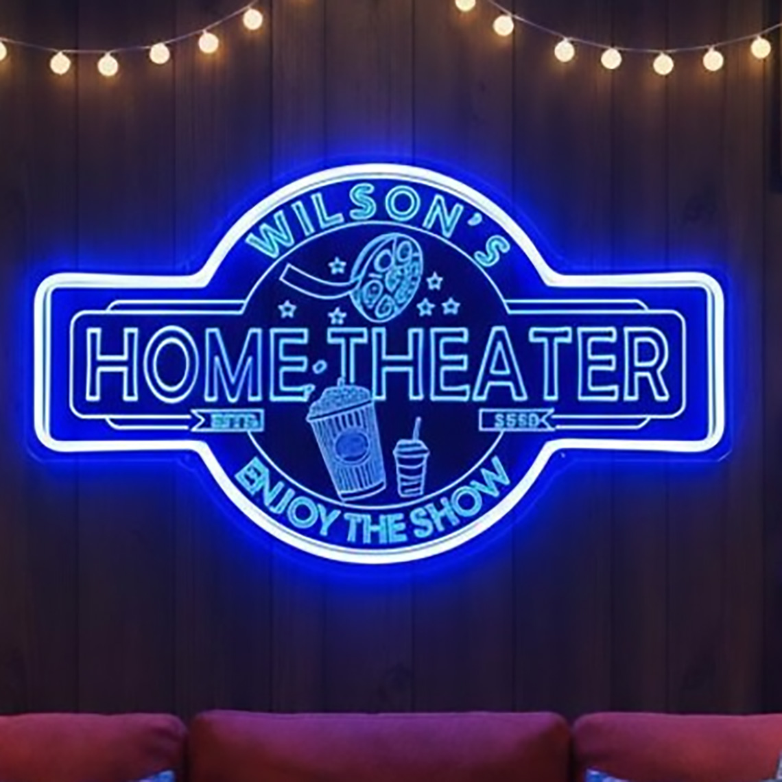 Home Cinema Room - Custom Home Theater Neon Sign Personalized