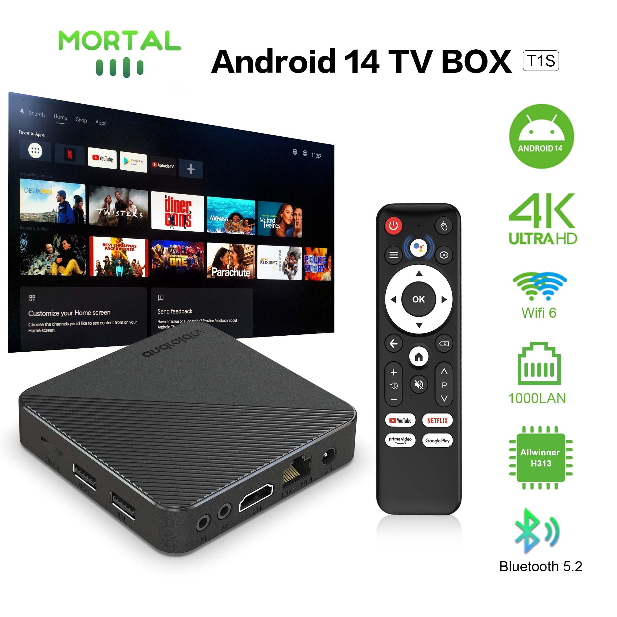 Home Cinema Media Player - Android14 TV Box Smart Home Theater