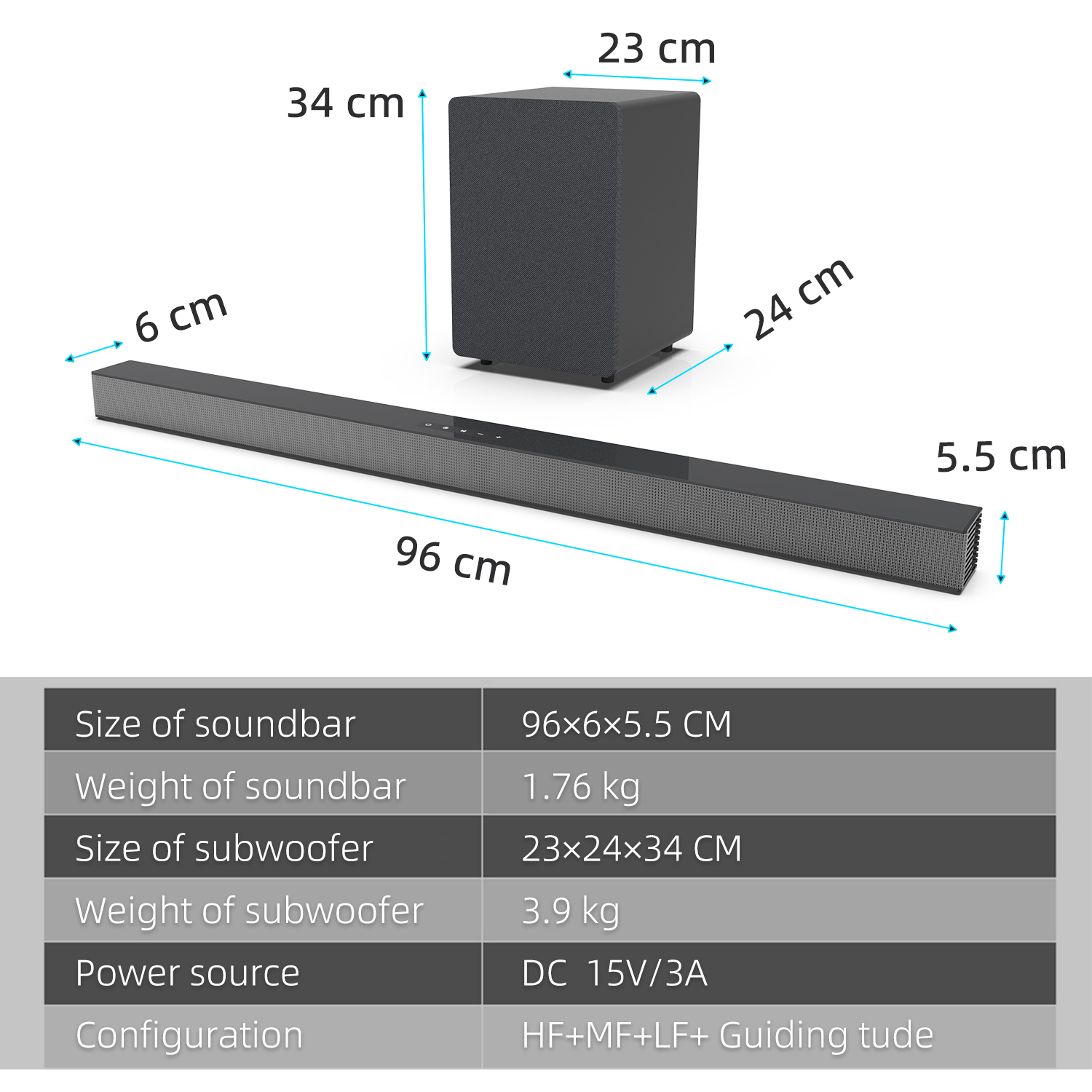 84W TV Sound Bar with Subwoofe - đánh giá và giá Home Cinema Speaker System