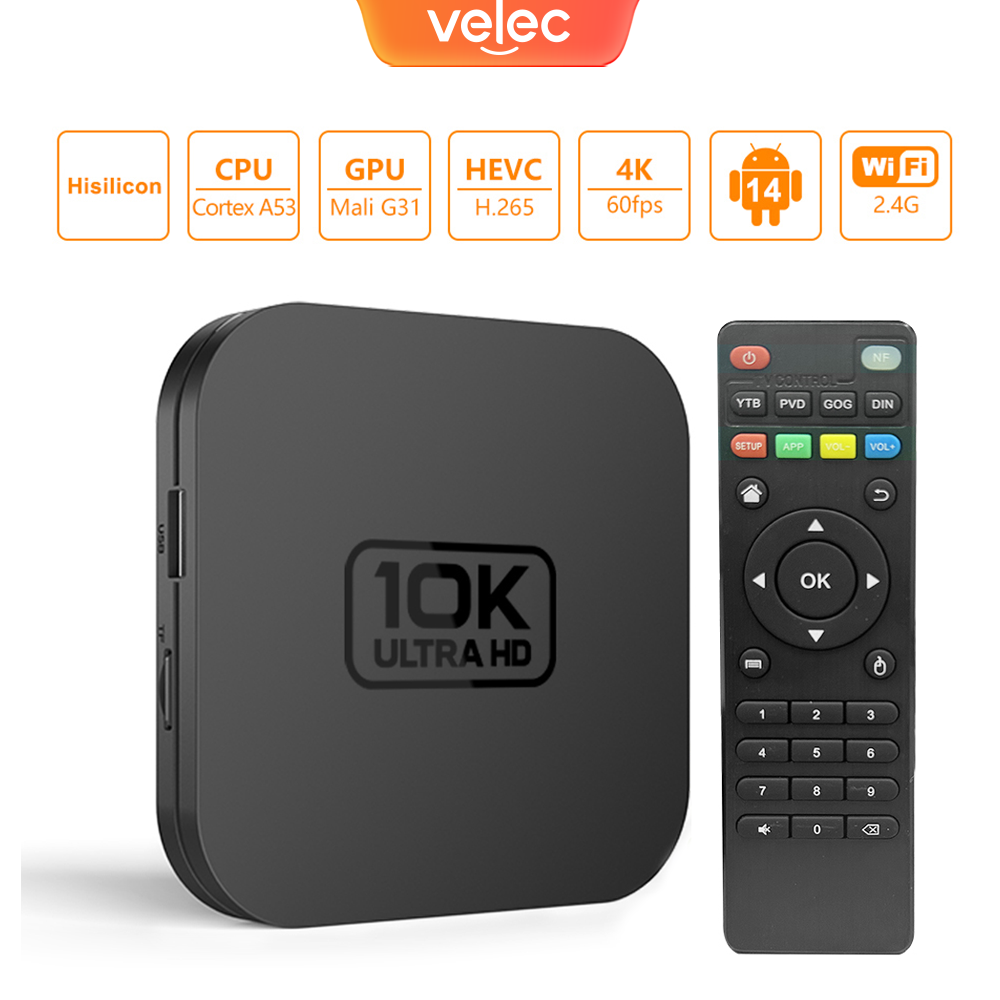 Velec Smart TV Box Android 14  - đánh giá và giá Home Cinema Media Player