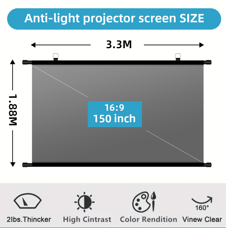150 Inch 16:9 Anti-Light Proje - đánh giá và giá Home Cinema Rack